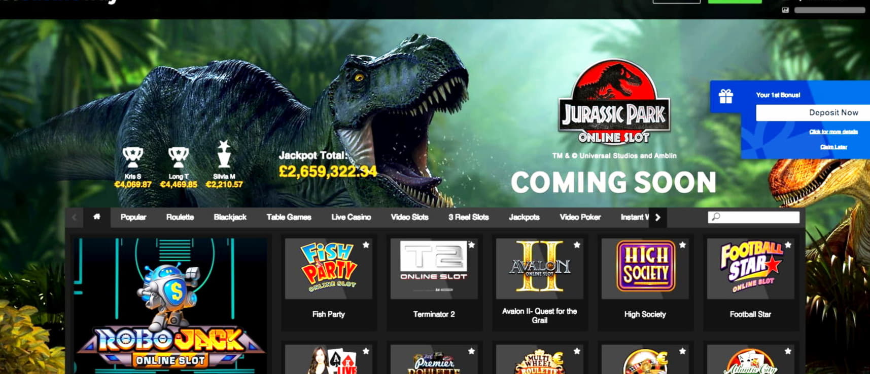95% First deposit bonus at Jackpot City Casino