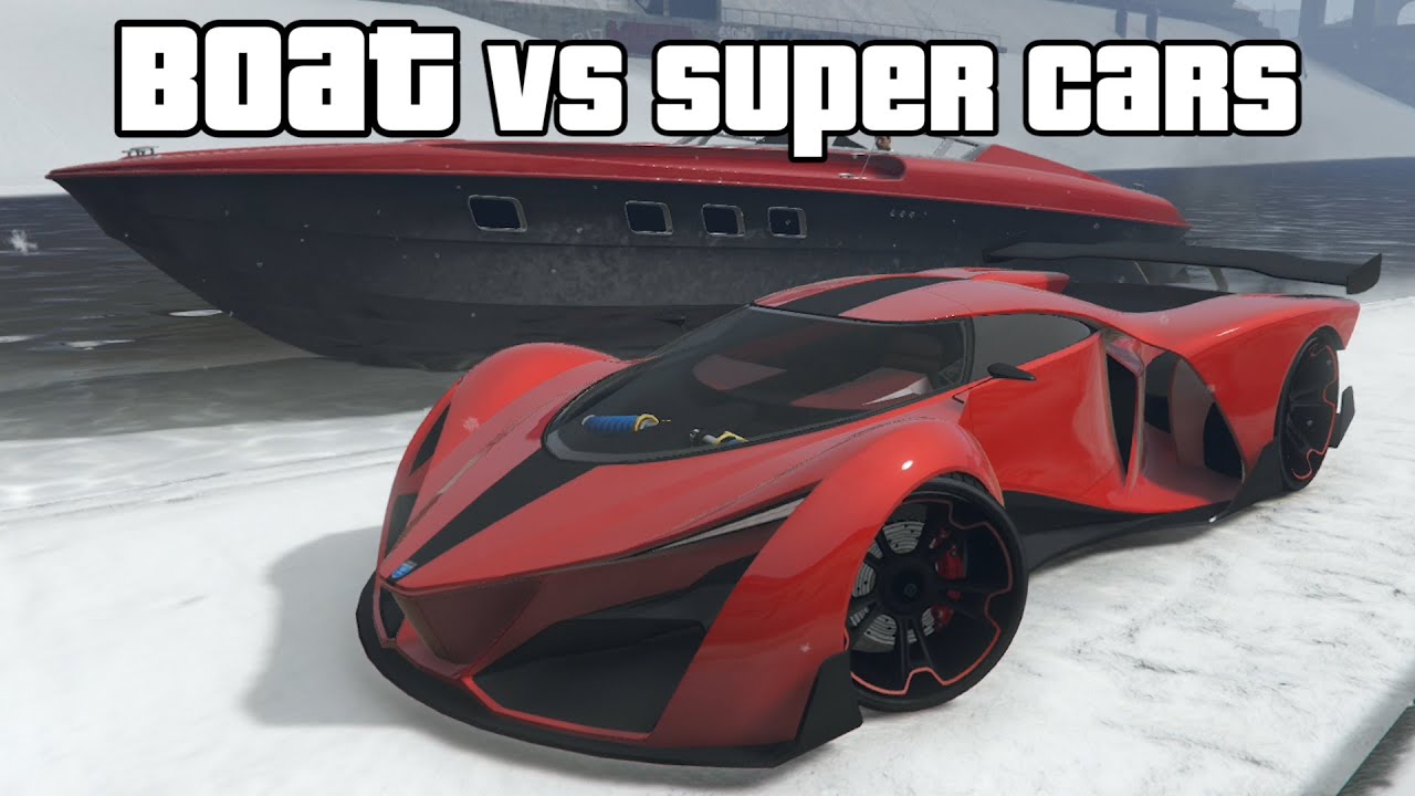 GTA 5 - Drag Race - CRAZY FAST Longfin Speed Boat vs Super Cars