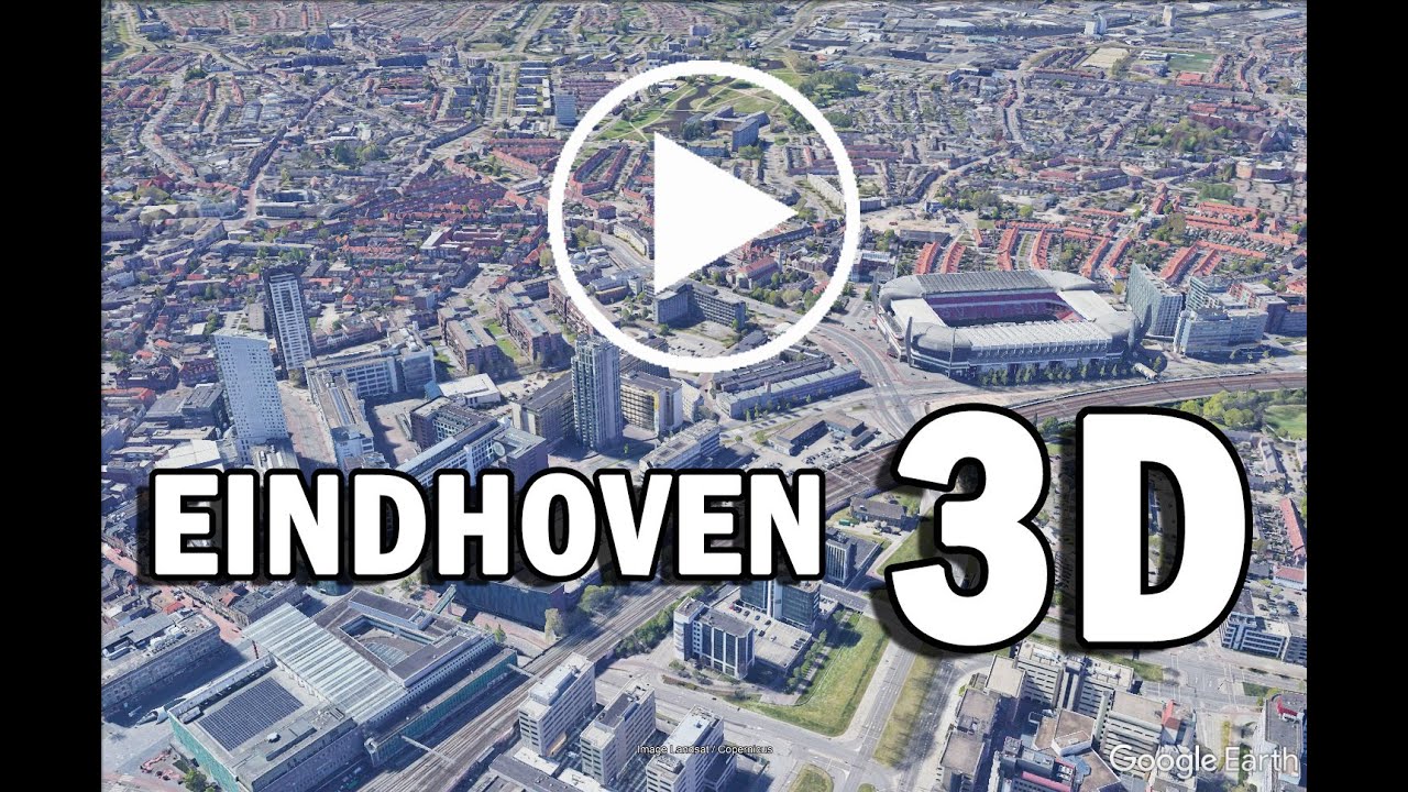 Eindhoven (Pays-Bas) : Itinéraire de visite touristique par vue aérienne de la ville en 3D