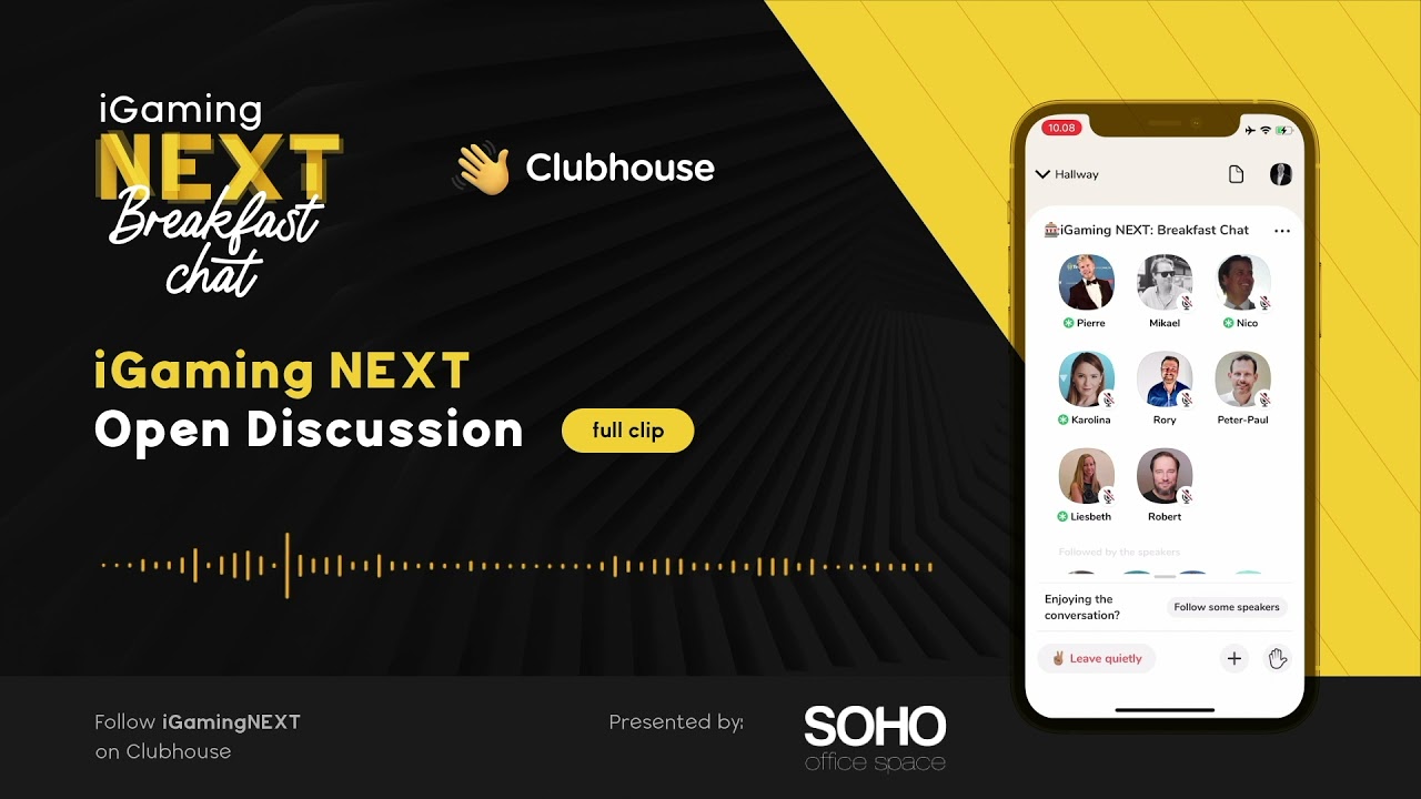 iGaming NEXT Breakfast Chat @Clubhouse hosted by Pierre Lindh & co-hosts Karolina Pelc & Nico Jansen