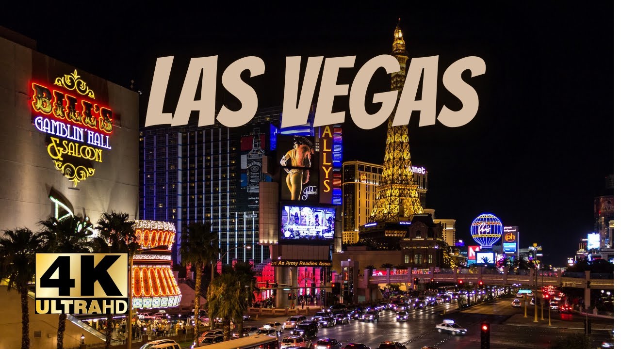 Flying above Las Vegas at Night - Las Vegas 4K - Cinematic Drone Footage 4K Ultra HD