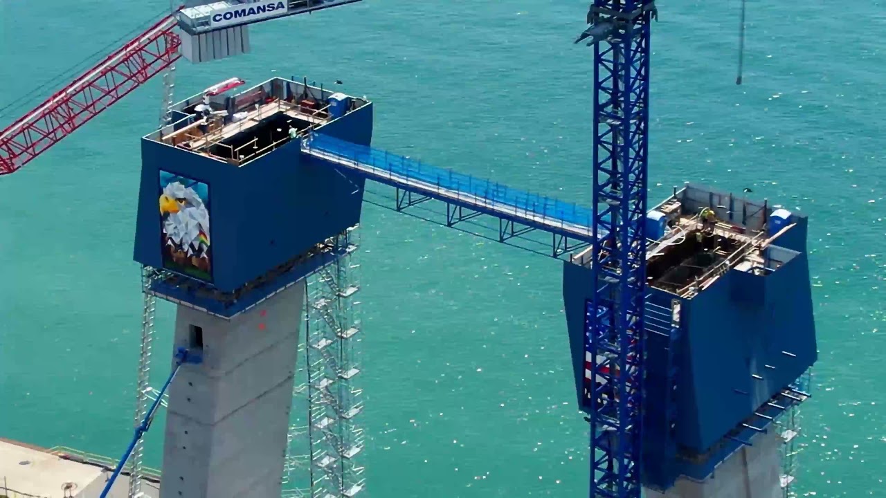 The Gordie Howe International Bridge Construction site, dji air 2s 4k