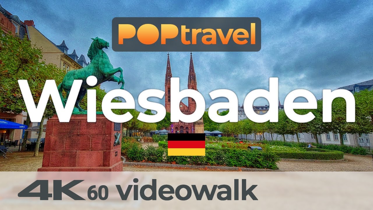 Walking in WIESBADEN / Germany ??- Rainy Afternoon Tour - 4K 60fps (UHD)