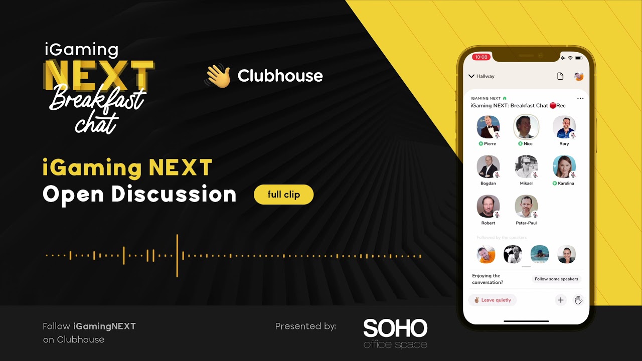 iGaming NEXT Breakfast Chat @Clubhouse hosted by Pierre Lind & co-hosts Karolina Pelc & Nico Jansen