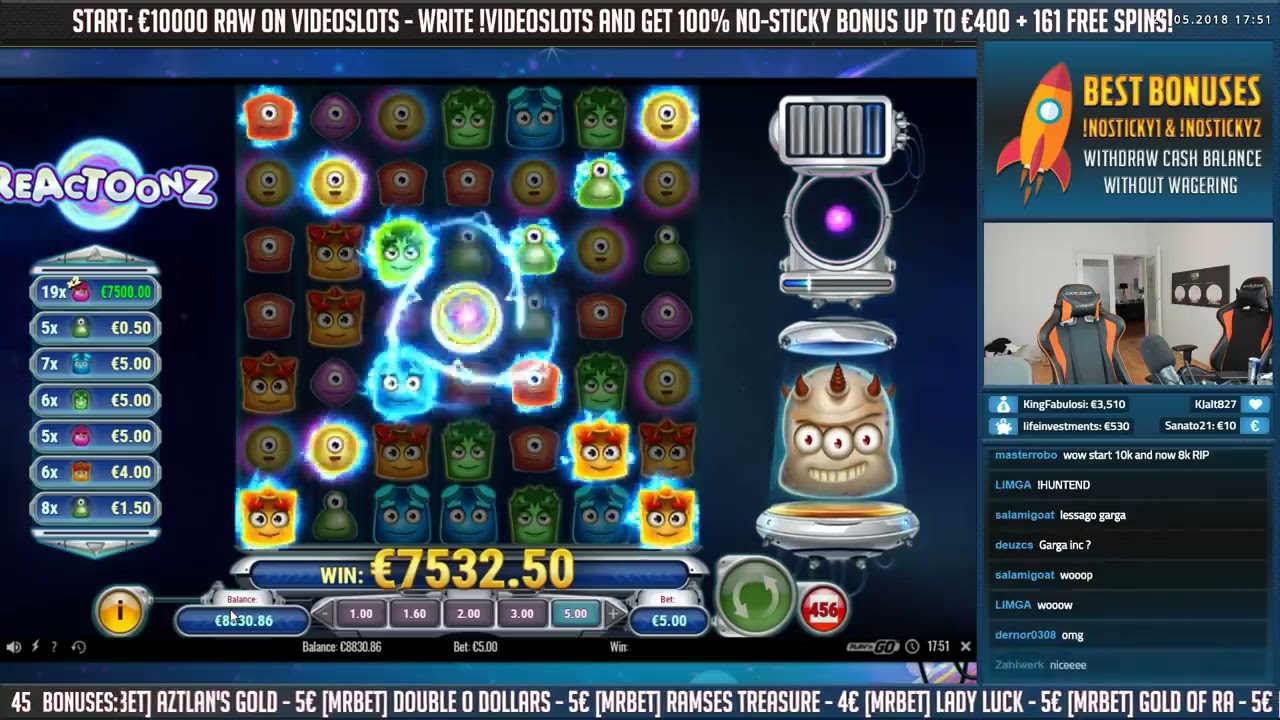 CHAIRS RECORD WIN!!! Reactoonz Big win   Casino Games   Huge Win