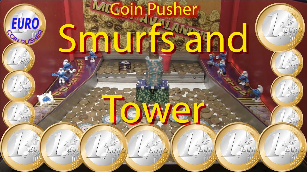 Smurfs help me get that big tower down - Euro Coin Pusher Episode 112