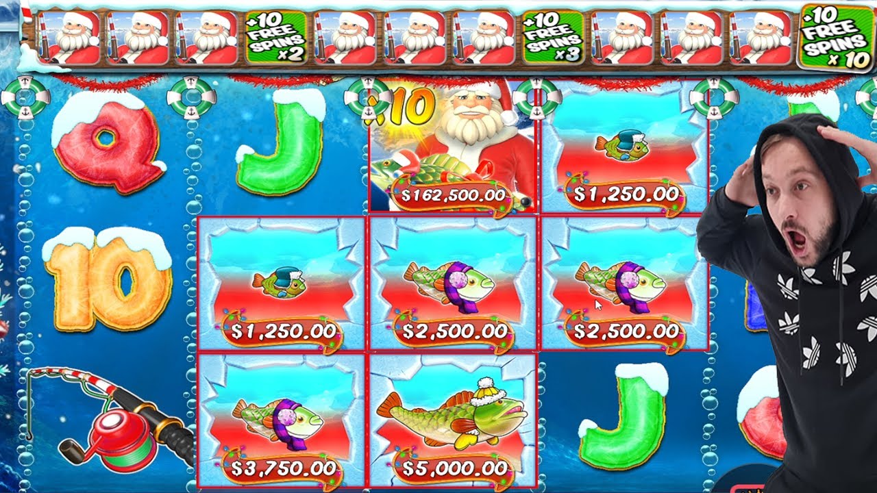 CHRISTMAS BIG BASS BONANZA - HIT BIG FISH with x10 MULTIPLIER - 2 TIMES x10 BONUS BUY HUGE WIN