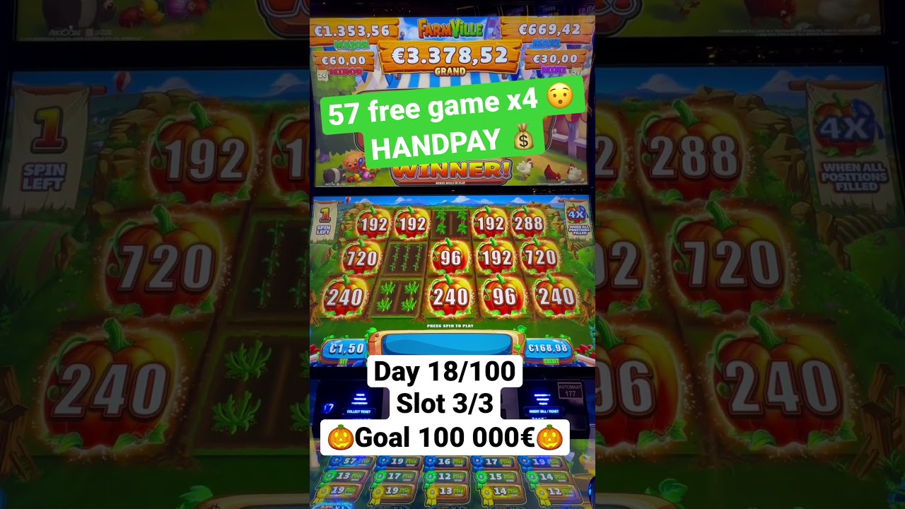 57 BONUS GAMES X4 FarmVille slot #jackpot #handpay