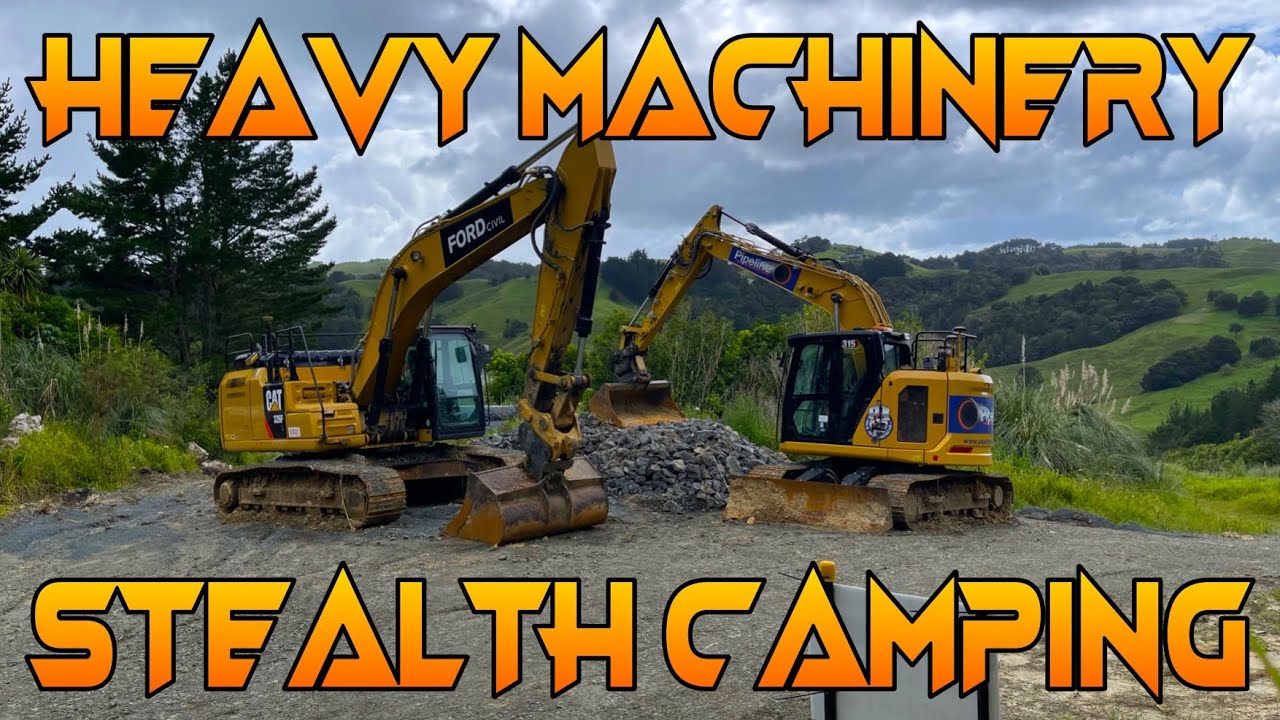 STEALTH CAMPING Between 2 Excavators