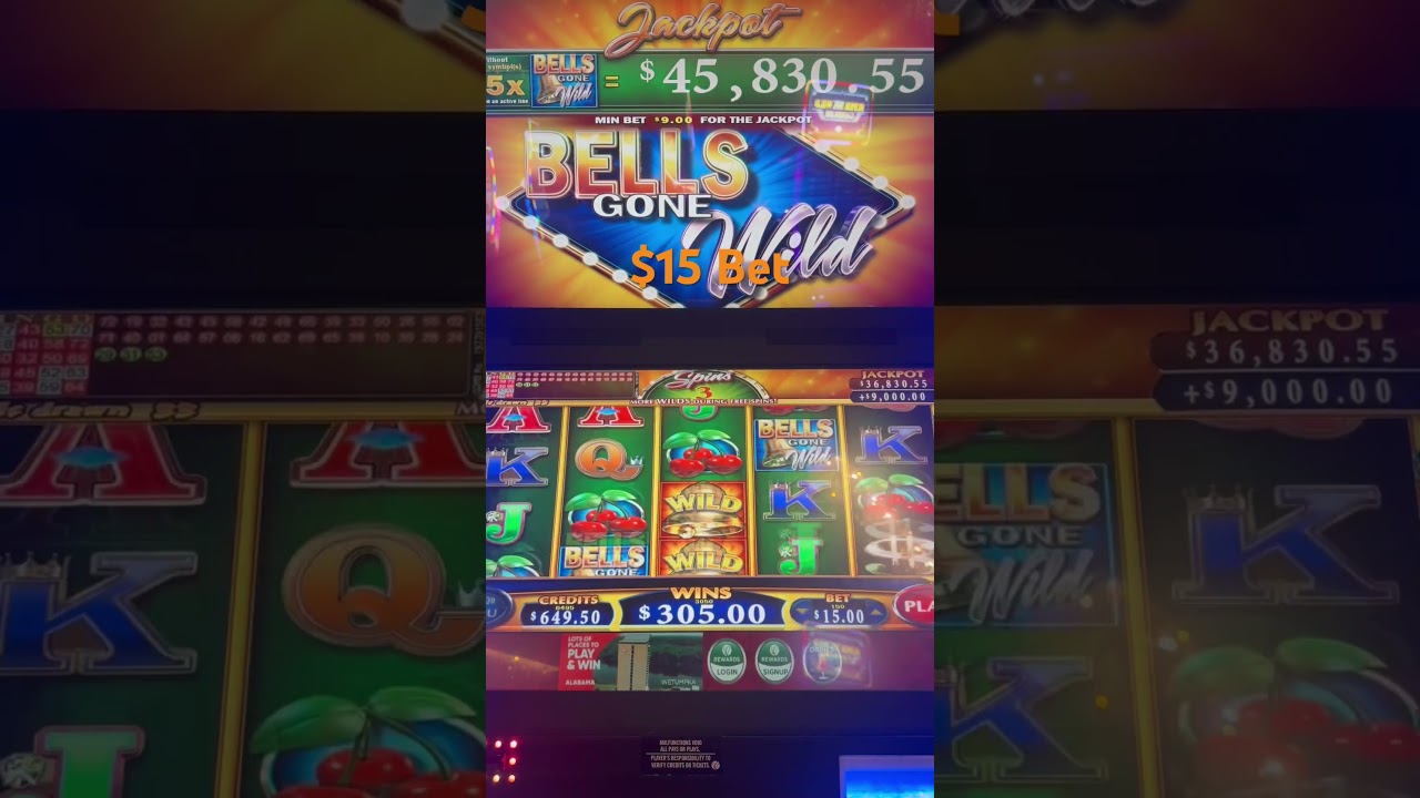 $15 BET BIG WIN ON BELLS GONE WILD AT WIND CREEK CASINO HIGH LIMIT  #slots #casinogame #massivewin